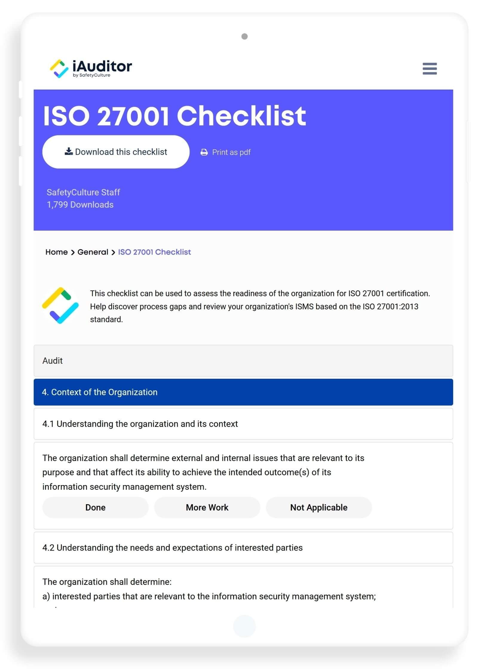 ISO 27001 checklist